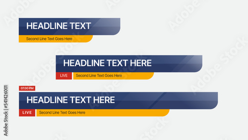 Broadcast News Lower Thirds Template layout design banner for bar Headline news title.