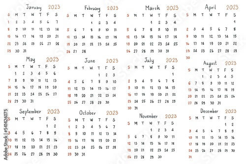 planner calendar 2023 new year illustration