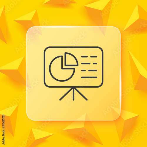 Chart for accounting report line icon. Dollar sign, percent, diagram, analytics, statistic, pay tax, income, spending. Finacial management concept. Glassmorphism style. Vector line icon for Business