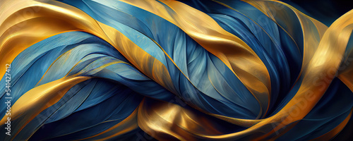 Panorama header with abstract organic lines and shapes, ukraine flag colors as wallpaper © Gbor