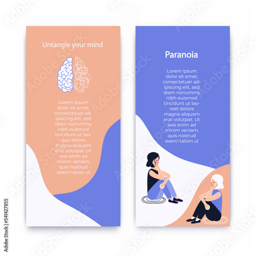 BookleBooklet about mental health. Template for websites. Paranoia. Psychology.