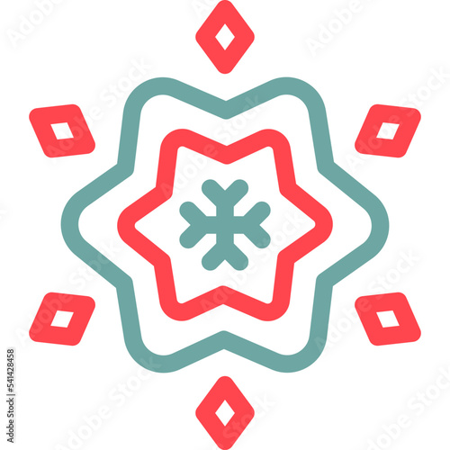 snowflake shape lineal color icon illustration