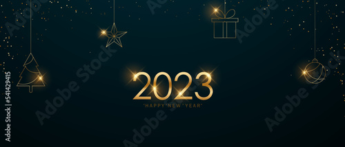 happy new year 2023 background design with glittering stars modern vector illustration