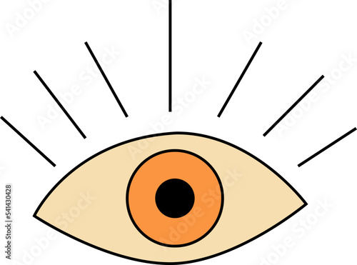 Surreal eye in trendy retro cartoon style. Flat vector illustration