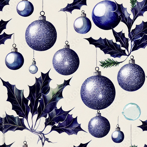 Christmas decorations. Christmas ball. Seamless return pattern. Vintage motif 