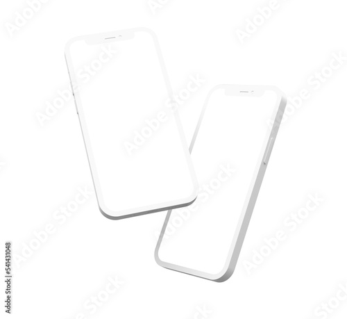Stylized white Smartphone mockup isolated with transparent screen png
