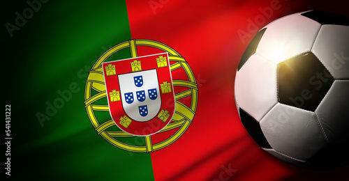 Portugal national team background with ball and flag top view