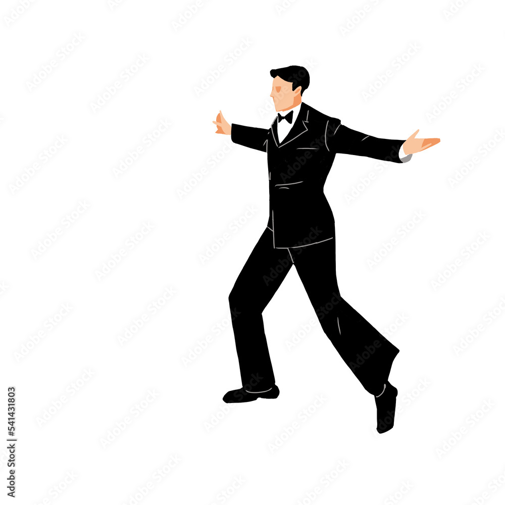 両手を広げるポーズをする男性　主線なし