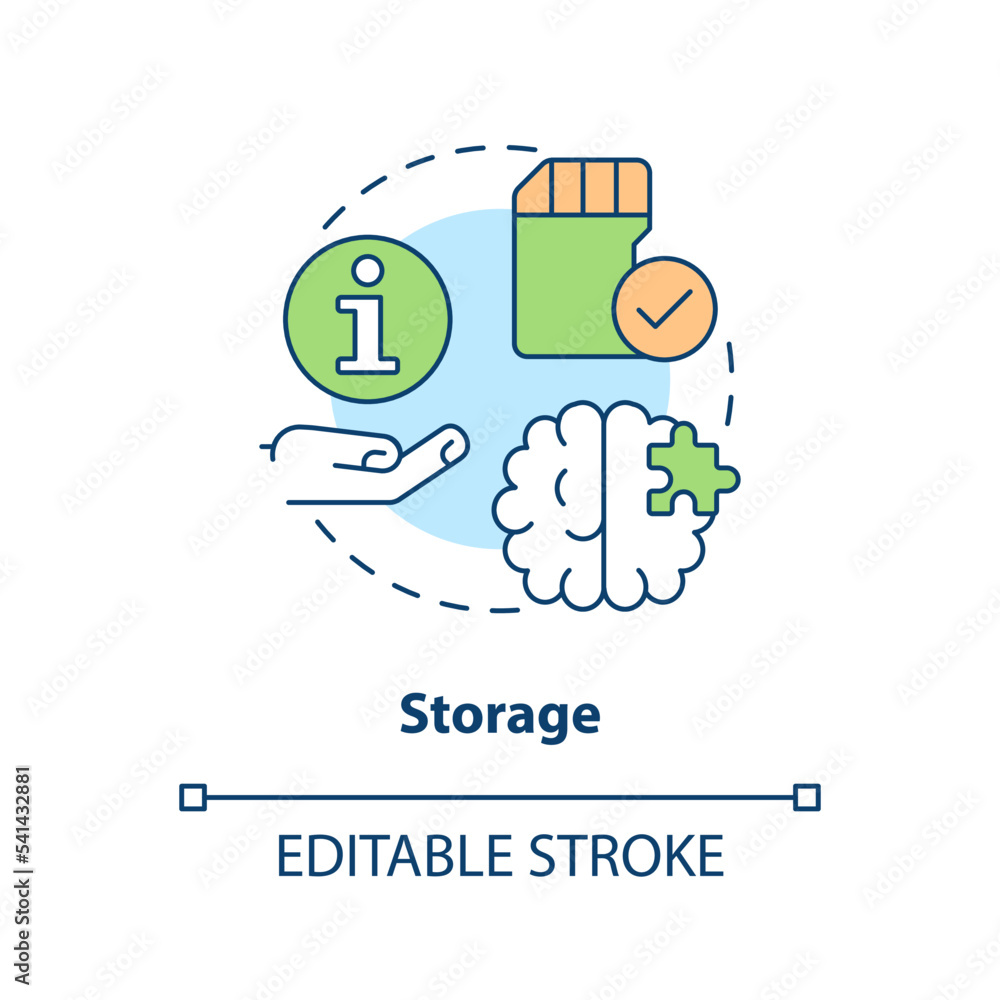 Keeping information in brain concept icon. Storage in psychology