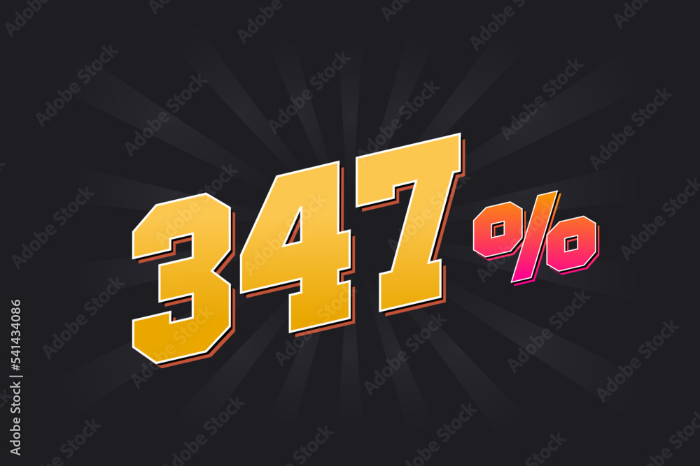 347 discount banner with dark background and yellow text. 347 percent