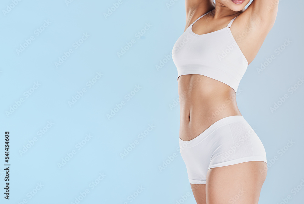Woman in Underwear Showing Her Well Trained Body Stock Photo
