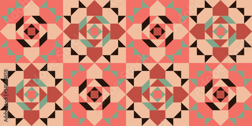 Abstract geometric barn quilt seamless pattern