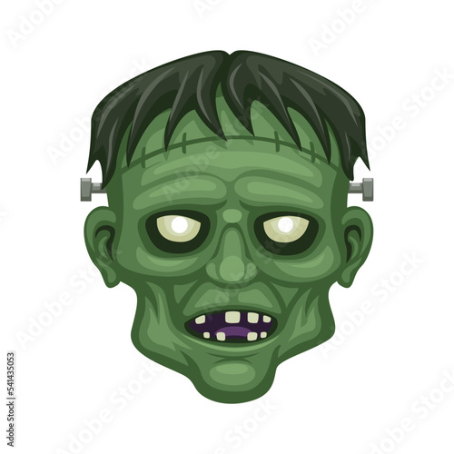 Frankenstein head monster character cartoon illustration vector