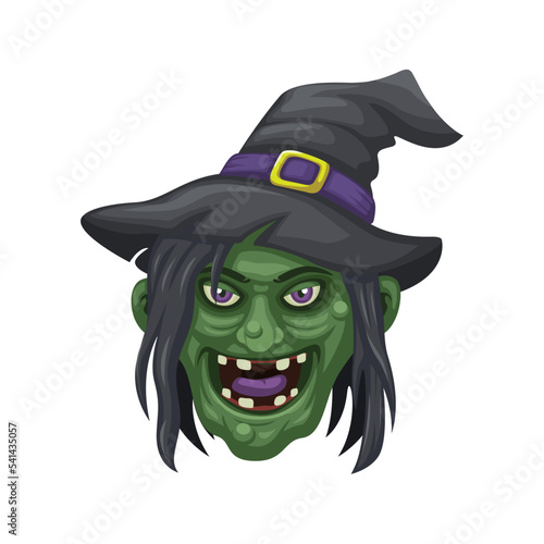Witch granny head monster character cartoon illustration vector 