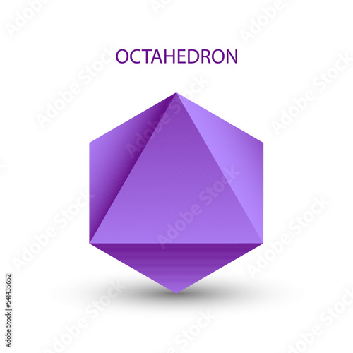 Illustration of a purple octahedron on a white background with a gradient for for game, icon, logo, mobile, ui, web. Platonic solid. Minimalist style photo