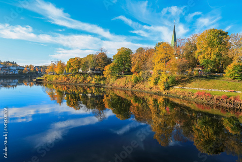 Autumn in Trondheim, view of the river Nidelva