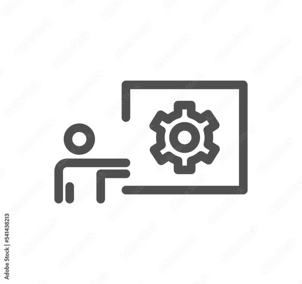 Engineering and gear icon outline and linear vector.
Engineering and gear icon outline and linear vector.