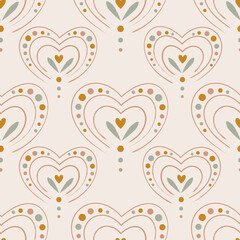 Crédence de cuisine Styles patrons Motif bohème cœurs décoratifs pastel  © Svetlana Lerie