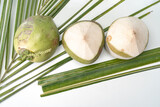 Fresh coconut, sweet taste, with the aroma of coconut.