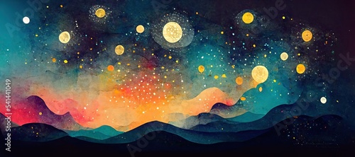 starry night watercolor style photo