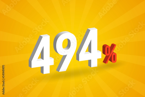 494% discount 3D text for sells and promotion.