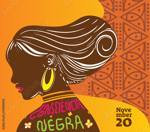 Dia da Consciencia Negra day flat design post, 20 november