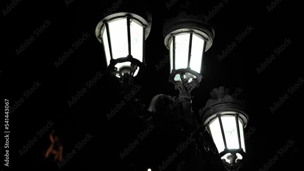 Old lanterns in downtown at night