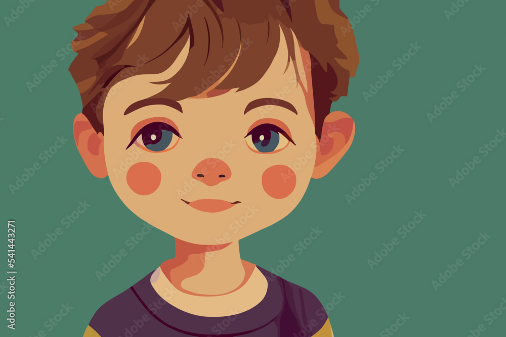 Child graphic, boy standing and smiling, boy Child graphic, boy standing and smiling, boy
