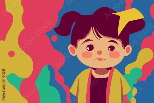 Child illustration  girl standing and crying  girl