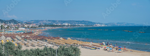 wide angle panorama of the beach of Pescara with Montesilvano in backgroud