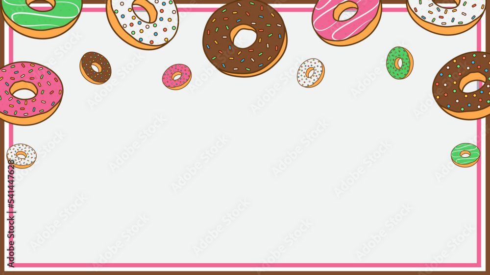 Donuts Background Design Template. Donuts Cartoon Vector Illustration ...