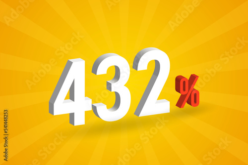 432% discount 3D text for sells and promotion.