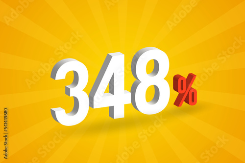 348% discount 3D text for sells and promotion.