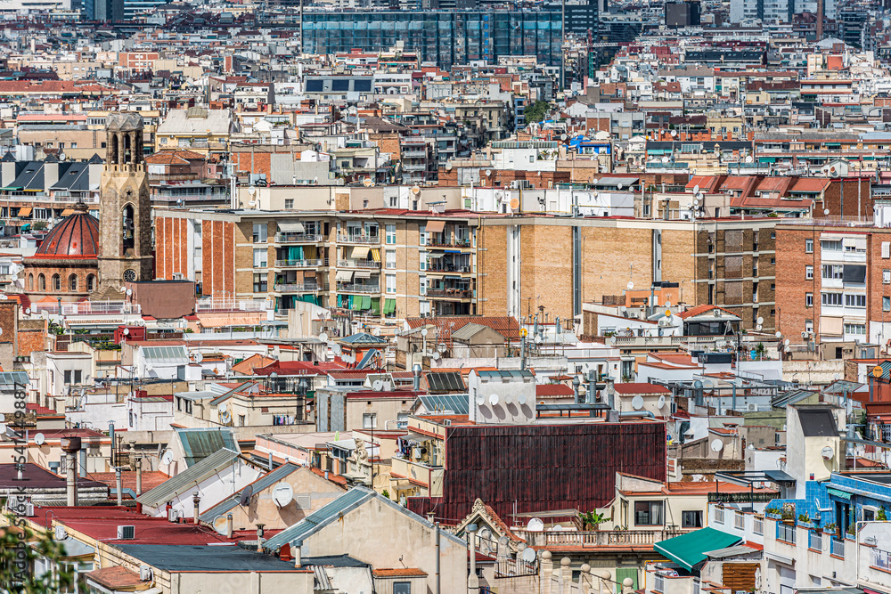 Übersicht der Wohnlandschaft und Innenstadt von Barcelona, Spanien