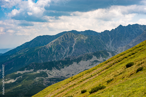 Beautiful view of the Tatra Mountains landscape. View of the mountains from the top. High mountain landscape.