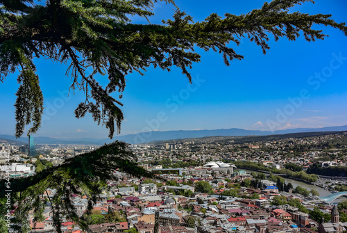 Tbilisi, Georgia-April 28, 2019: beautiful bird's-eye view of the Central part of Tbilisi. photo