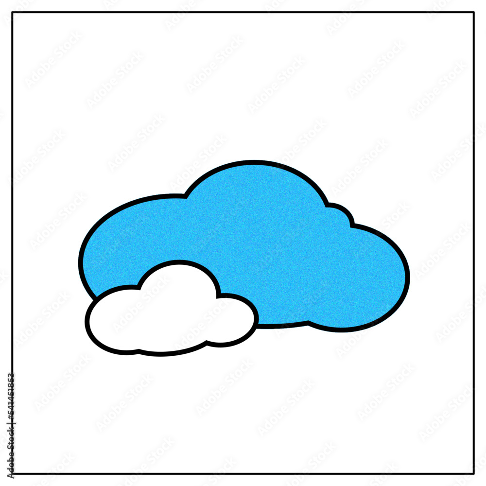 Weather icon on a white background. Cloud icon. Comics style. Black, blue and yellow colors. Simple modern design. Flat style vector illustration. Cartoon style Weather icon on a white background. Cloud icon. Comics style. Black, blue and yellow colors. Simple modern design. Flat style vector illustration. Cartoon style