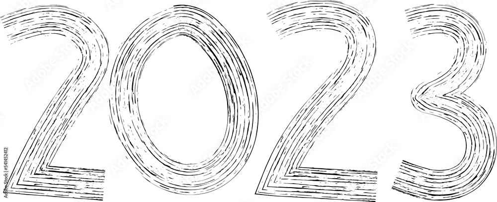2023 Happy New Year Numeric. Grunge Brushstroke Text 2023 Happy New Year Numeric. Grunge Brushstroke Text
