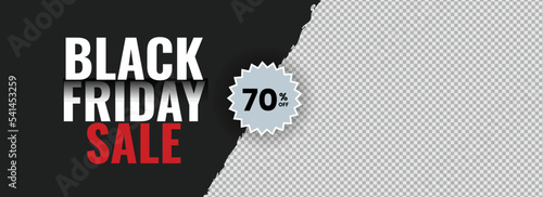 Black Friday Sale Banner Vector Template With Discount Badge.