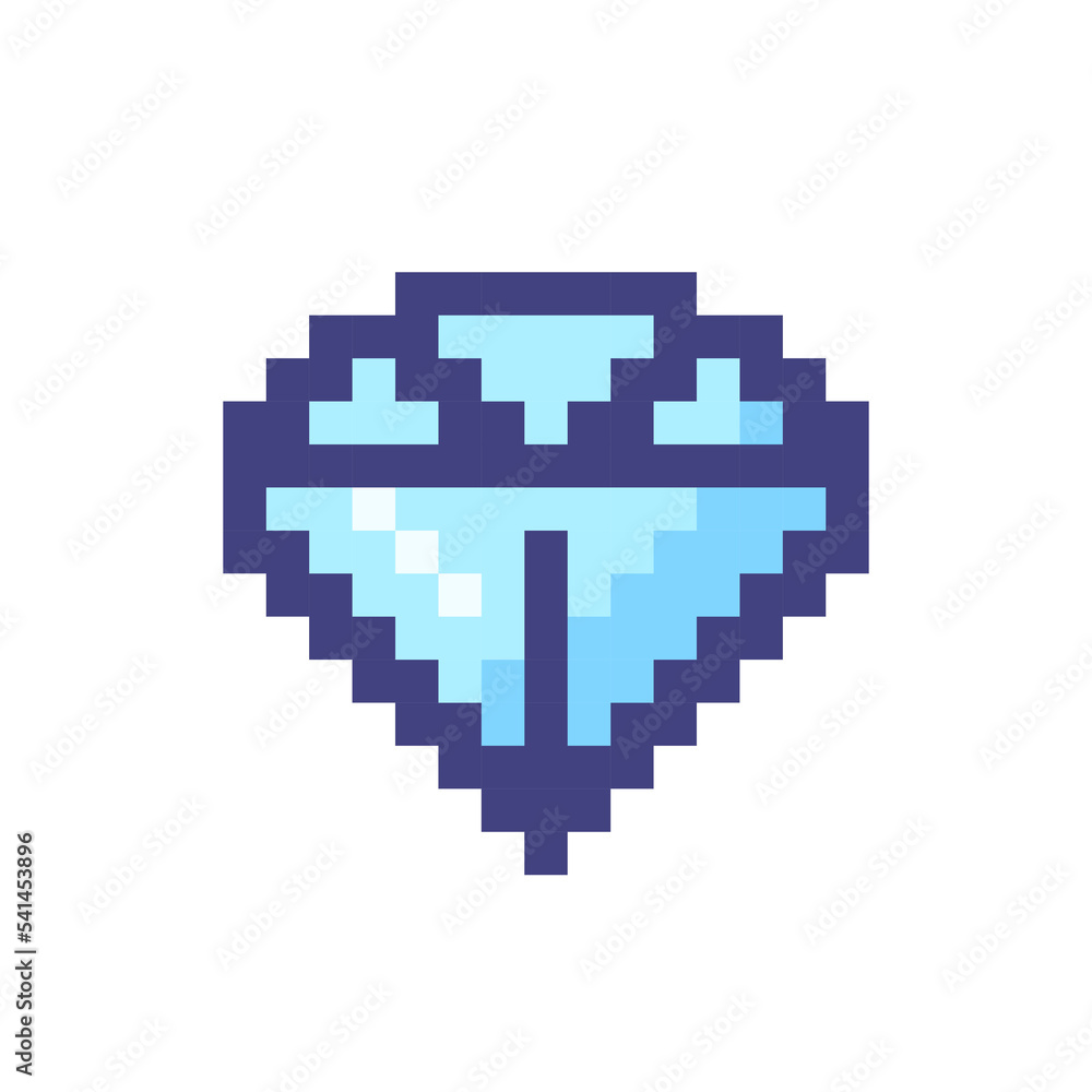 Diamond pixelated RGB color ui icon. Gemstone, precious jewelry. Exclusivity. Simplistic filled 8bit graphic element. Retro style design for arcade, video game art. Editable vector isolated image Diamond pixelated RGB color ui icon. Gemstone, precious jewelry. Exclusivity. Simplistic filled 8bit graphic element. Retro style design for arcade, video game art. Editable vector isolated image