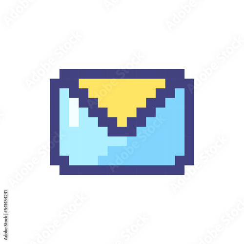 Get new letter in mailbox pixelated RGB color ui icon. New message notification. Simplistic filled 8bit graphic element. Retro style design for arcade, video game art. Editable vector isolated image