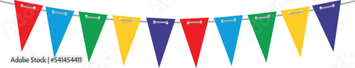 Colorful bunting. Decorative paper triangles. Holiday garland