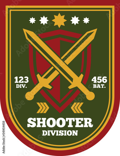 Shooter division emblem. Fighting club shield logo