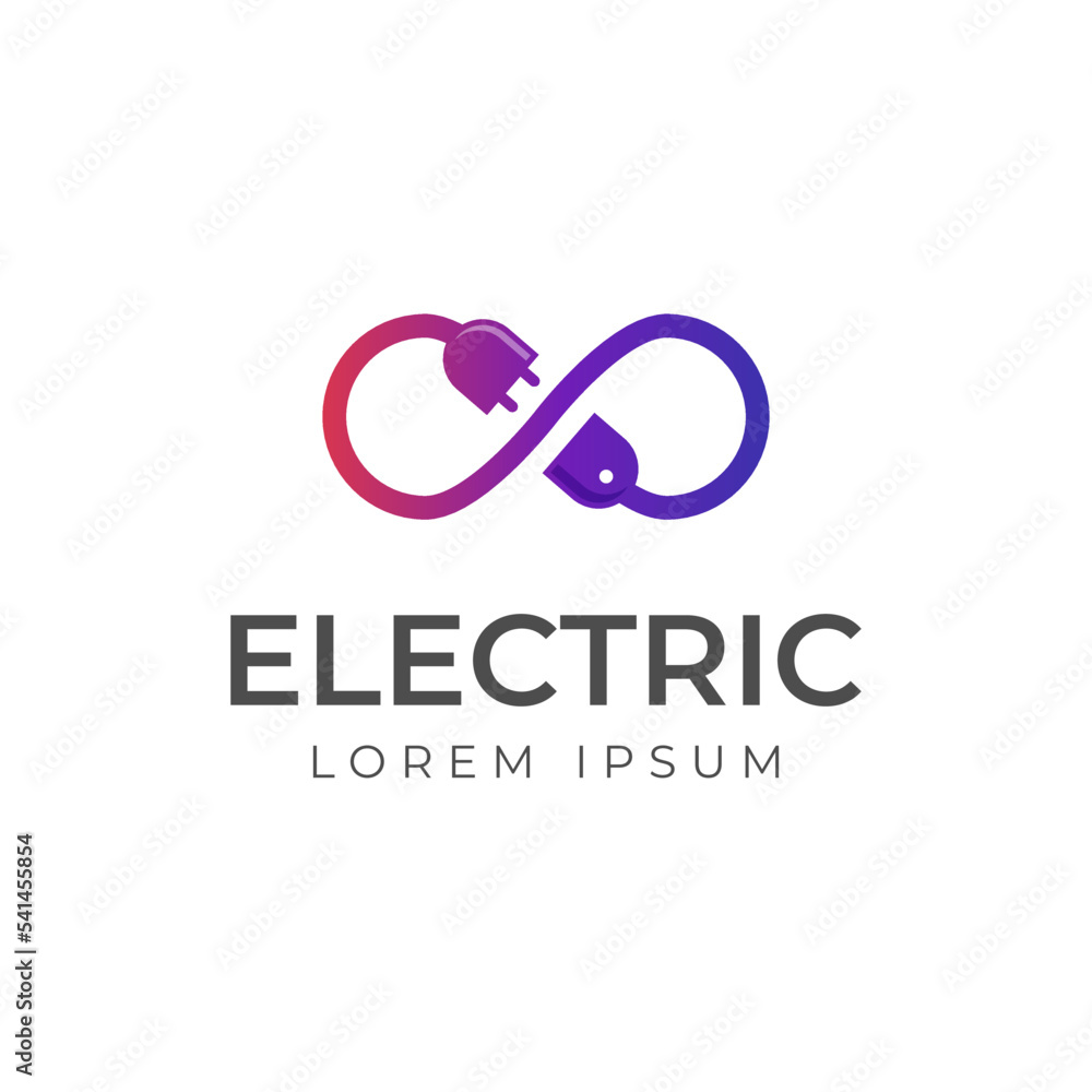 plugin with infinity logo icon design. plug in with cable to connect icon for electric logos plugin with infinity logo icon design. plug in with cable to connect icon for electric logos