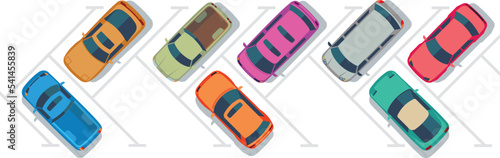 Car parking top view. Cartoon transport icons