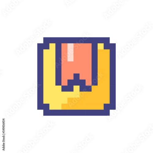 Parcel pixelated RGB color ui icon. Order delivery online. E commerce site. Simplistic filled 8bit graphic element. Retro style design for arcade, video game art. Editable vector isolated image