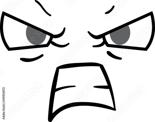 Angry face expression. Comic emotion. Cartoon rage
