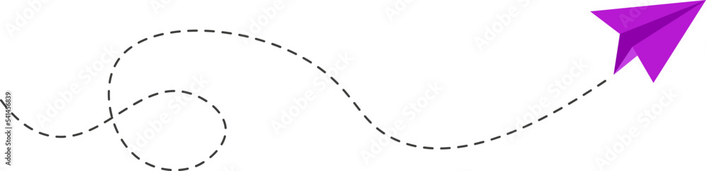 Dashed line paper airplane rute Dashed line paper airplane rute