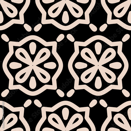 Black and white seamless pattern with intricate organic pattern, vector illustration for textile design