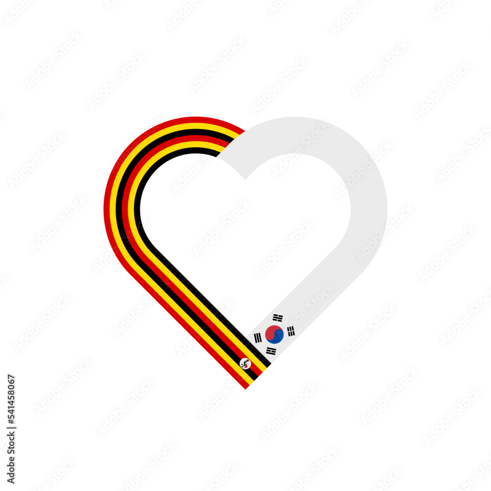 friendship concept. heart ribbon icon of uganda and korea republic flags. vector illustration isolated on white background friendship concept. heart ribbon icon of uganda and korea republic flags. vector illustration isolated on white background